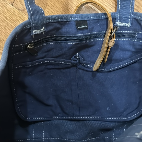 L. L. Bean canvas/denim leather tote bag Maine - Picture 3 of 12